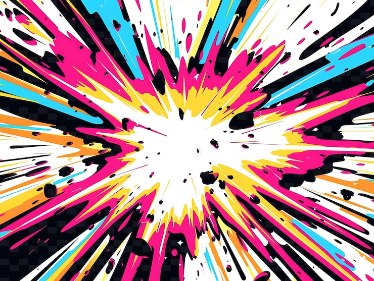 PSD png glitch libro de cómics con gráficos distorsionados y formas abstractas ilustración textura de fondo