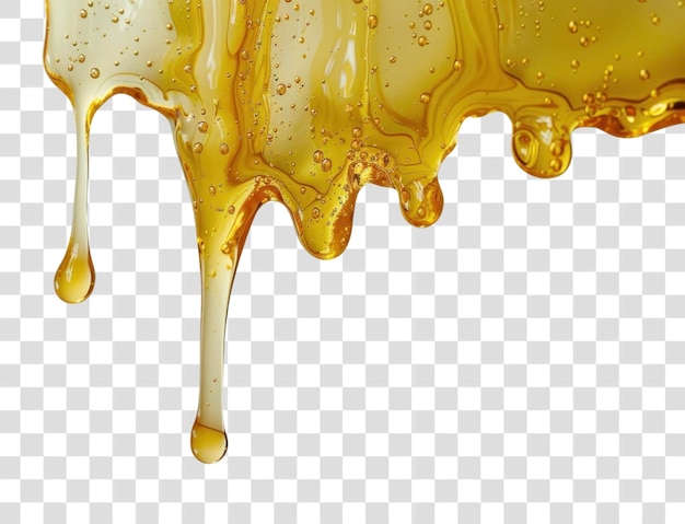 PNG Golden honey dripping closeup