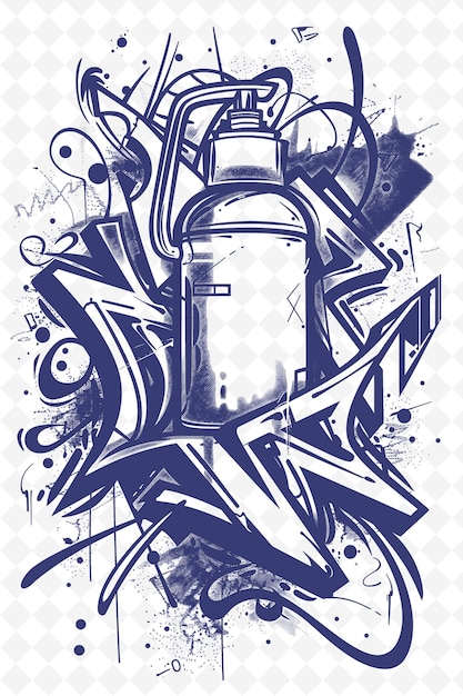 PSD png-graffiti-inspirierte rahmenkunst mit sprayfarbendosen und graffiti-illustration rahmenkunst dekorativ