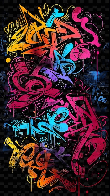 PSD png graffiti tape decal with neon lit street art and tags graff creative neon y2k shape decorativei (art de rua iluminado com néon e tags)