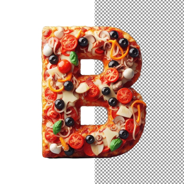 PSD png-grafik für knusprige pizza-buchstaben