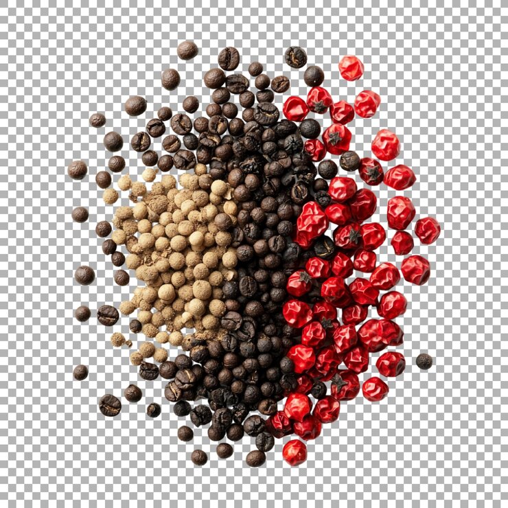 PSD png granos de pimienta variados en un fondo transparente generado por ai