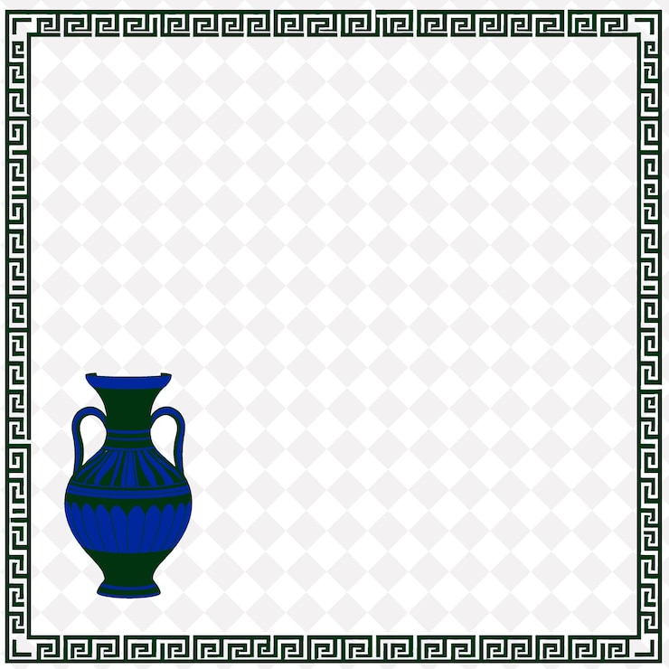 PSD png greco con motivi di meandro disegno borderline decorato con rosso e nero disegno d'arte popolare fi