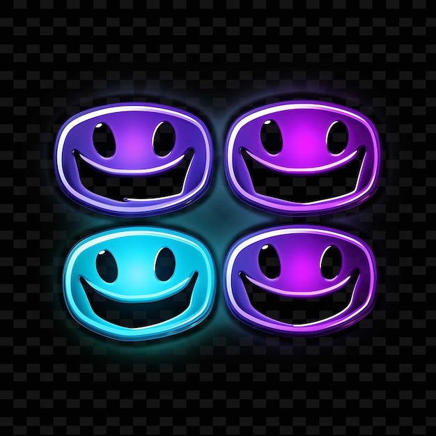 PSD png grinning face icon emoji com autoconfiança e sly express linhas de neon y2k forma atraente