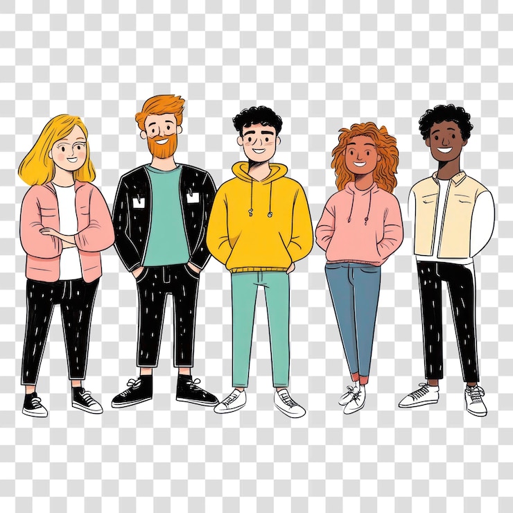 PSD png un groupe d'entrepreneurs internationaux illustration d'un homme vêtu