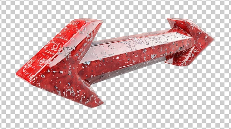 PSD png grunge textured 3d red arrow