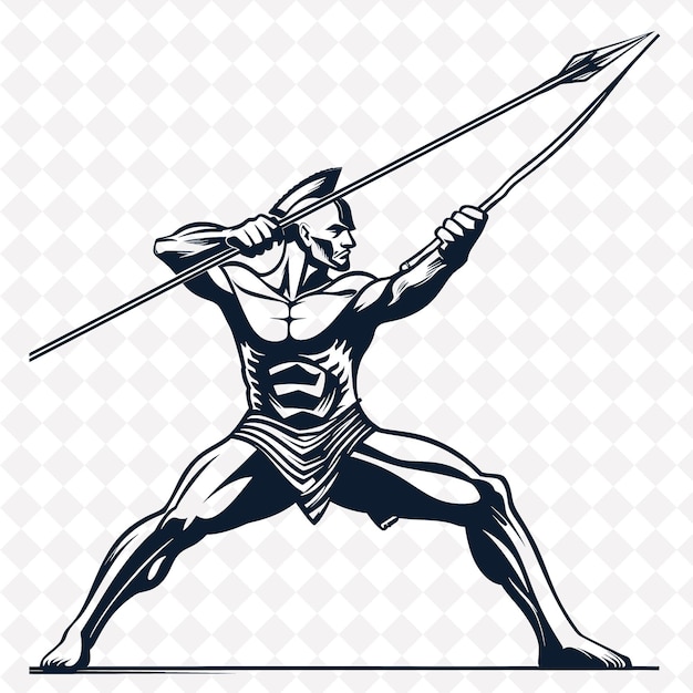 PSD png guerrier baltique avec un javelot une expression ciblée dans une forme de personnage de guerrier médiéval