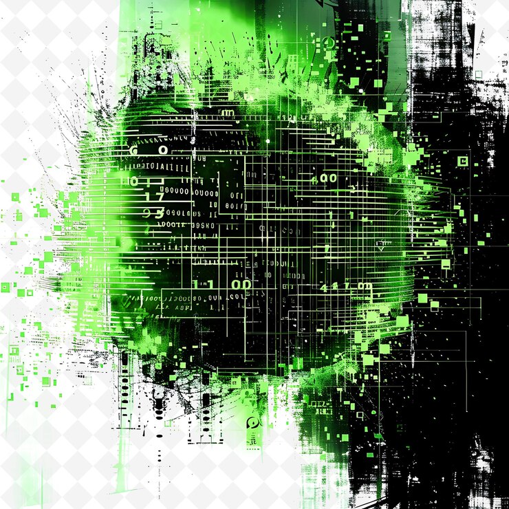 PSD png hacker encryption glitch con código binario abstracto da forma a una ilustración textura de fondo