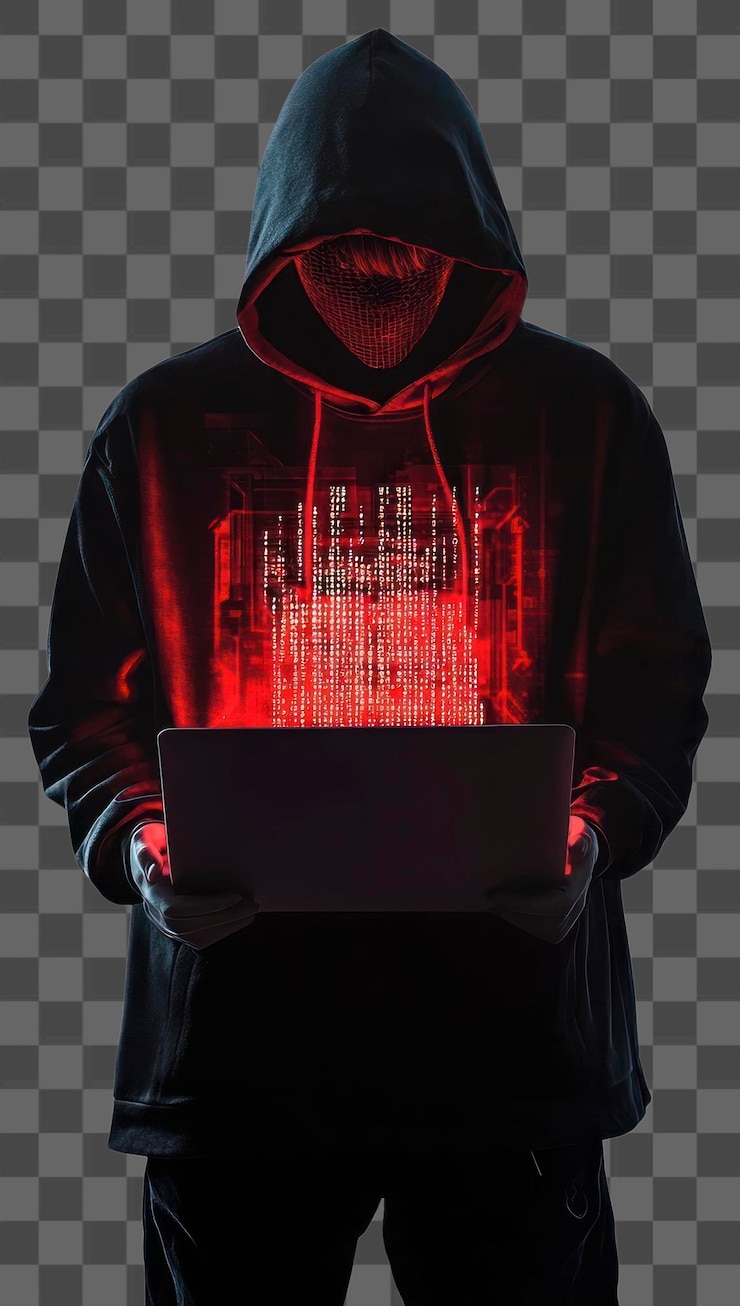 PSD png hacker hoodie laptop computer