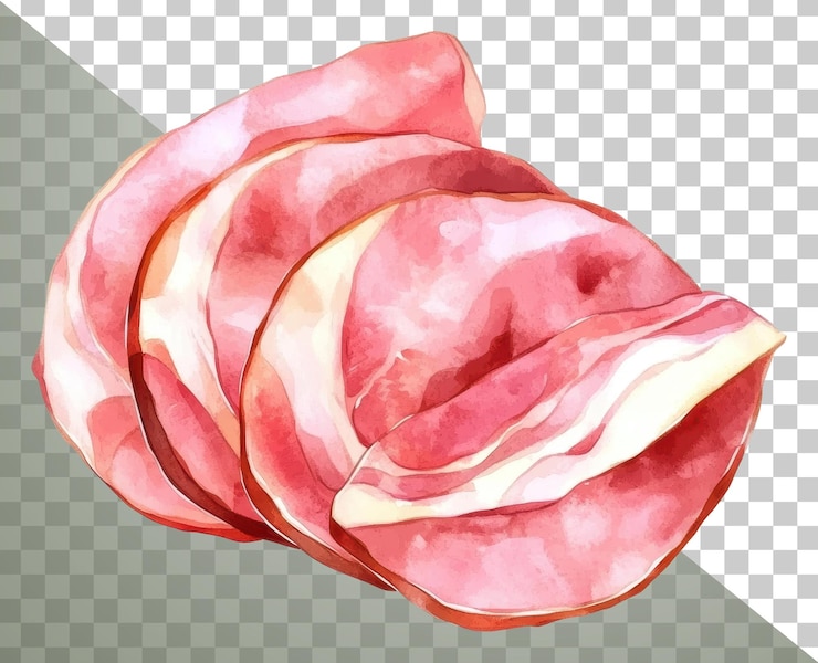 PSD png härtete fleischschnitte auf weißem hintergrund