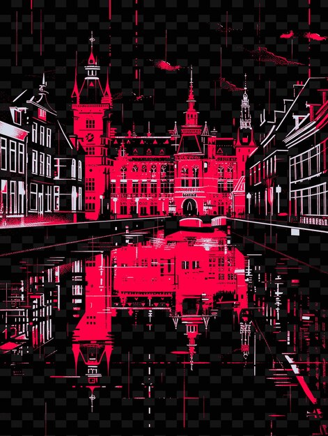 Png Le Hagues Binnenhof Avec Scène De Rue Historique Archi Gothique Illustration Scène De La Ville Décor Artistique