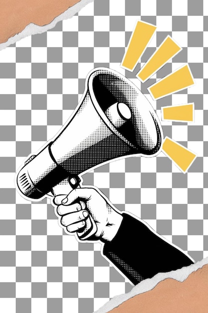 PNG Hand Holding Icona del megafono elemento mezzo tono psd