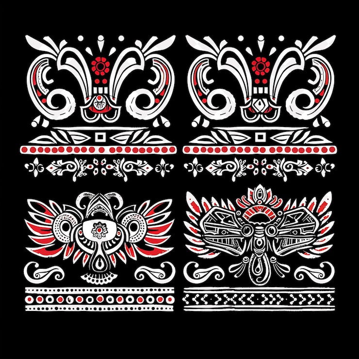 PSD png hand painted wood with peruvian motifs borderlines design de creative nature design art