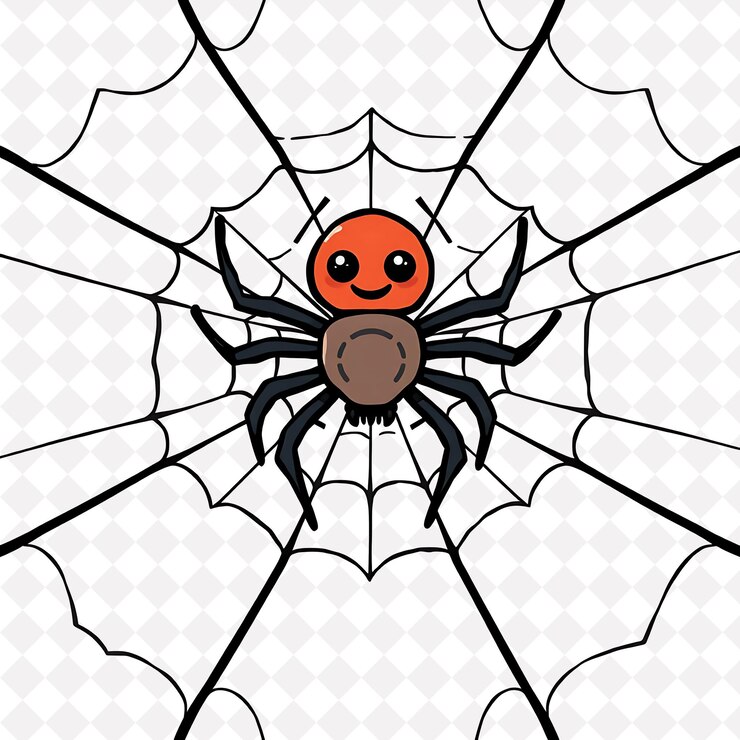 PSD png happy spider com formas de teia dispostas como um padrão desenho de animais intrincados e assustadores