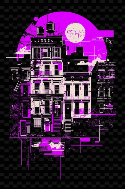 PSD png harlem avec la scène de rue culturelle et l'architecture brownstone illustration la scène de la ville décoration artistique