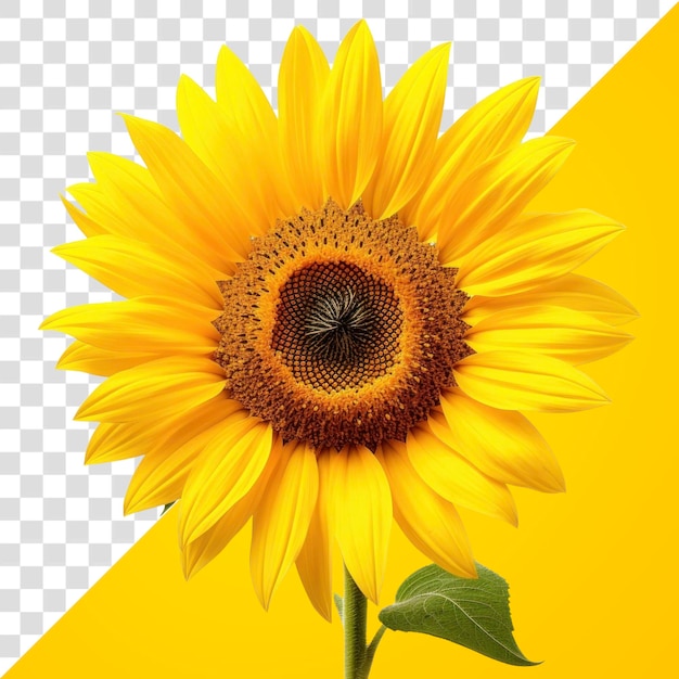 PNG Helle Sonnenblume mit grünem Blatt