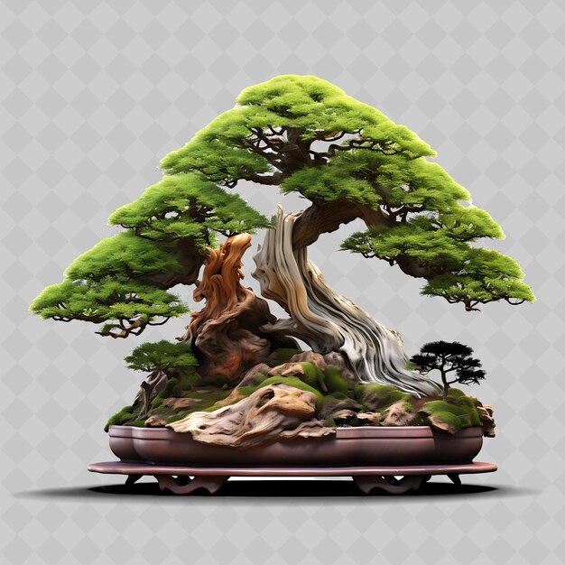 PSD png hinoki ciprés bonsai árbol de cedro escama de olla como hojas fragr transparente decoración de árboles diversos