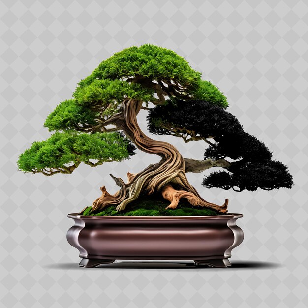 PSD png hinoki ciprés bonsai árbol de cedro escama de olla como hojas fragr transparente decoración de árboles diversos