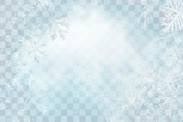 PNG Hintergrund mit zarten Schneeflocken Wintergrenze blau