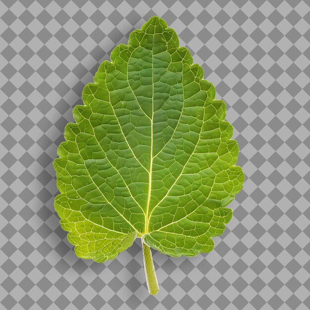 PSD png hoja de verbena del desierto con forma de hoja lobada y color verde ob vista superior objeto de naturaleza aislado