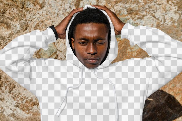 Png hombres39s sudadera con capucha modelo transparente sesión de fotos de ropa básica de invierno
