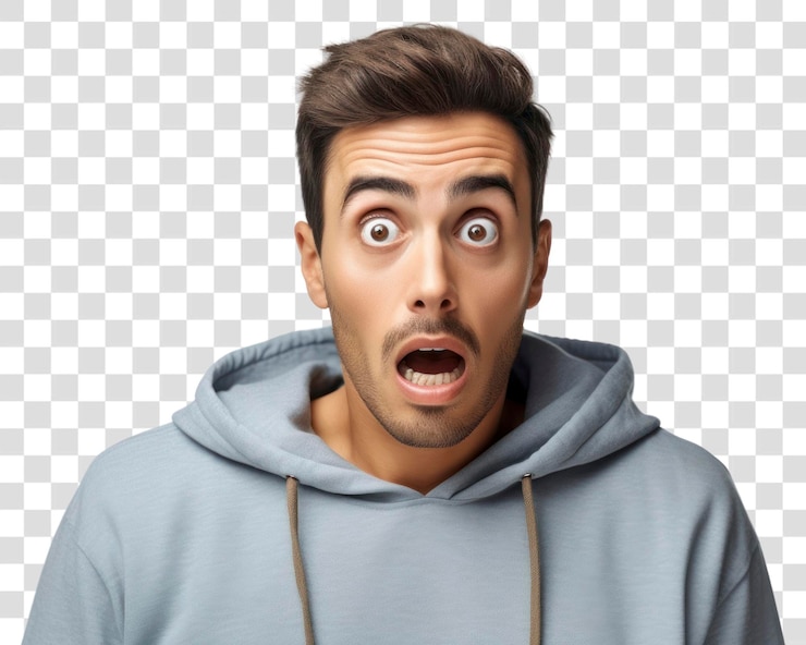 PSD png homme surpris avec une capuche