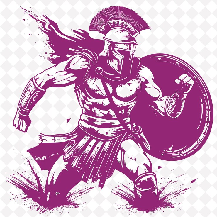 PSD png hoplite grec avec un xyston et une pelta exprimant le courage i forme de personnage de guerrier médiéval