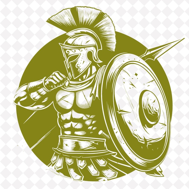 PSD png hoplite grec avec un xyston et une pelta exprimant le courage i forme de personnage de guerrier médiéval