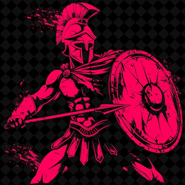 PSD png hoplite grego com um xyston e um pelta expressando coragem i forma de personagem de guerreiro medieval