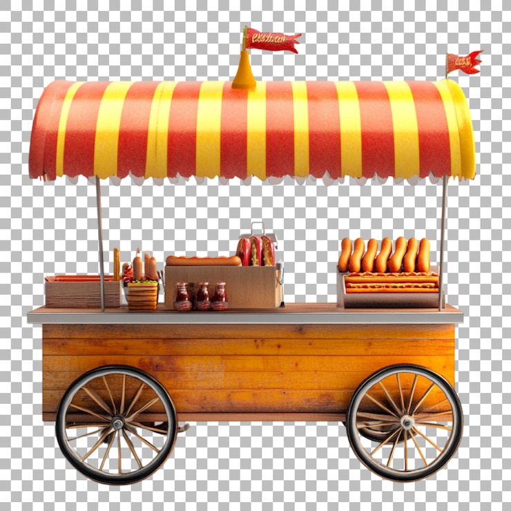 PSD png hot dog stand contra un fondo transparente