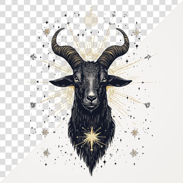 PNG Une illustration de chèvre noire mystique céleste
