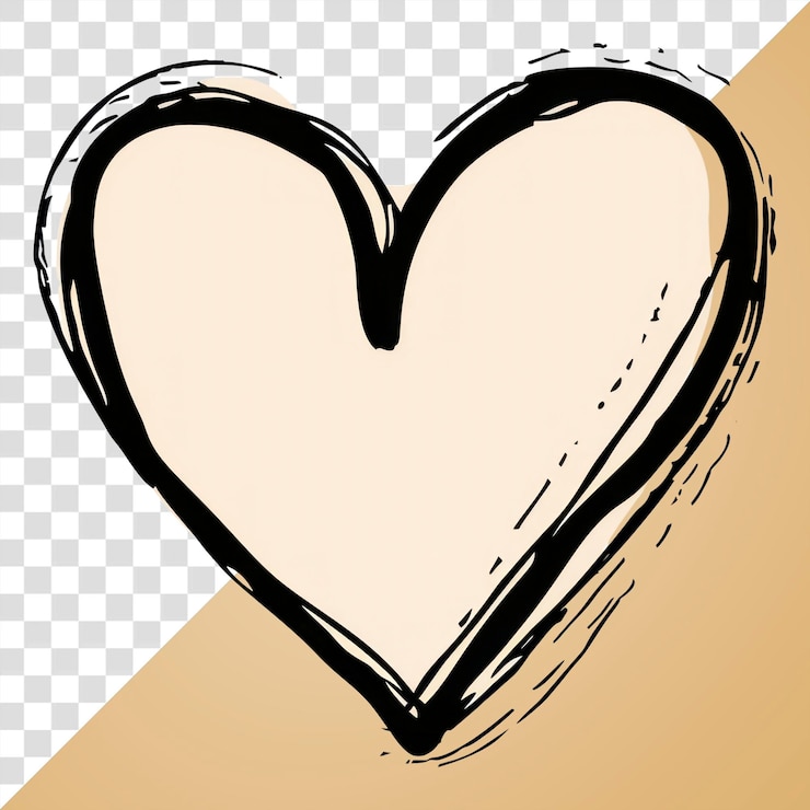 PSD png illustrazione di schizzo di cuore disegnato a mano