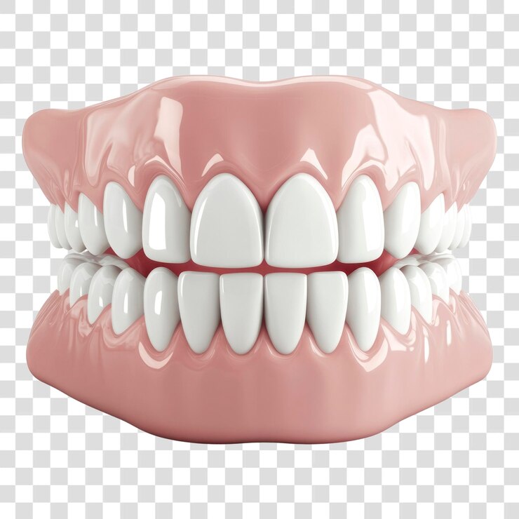 PSD png ilustración de dientes blancos prótesis realistas