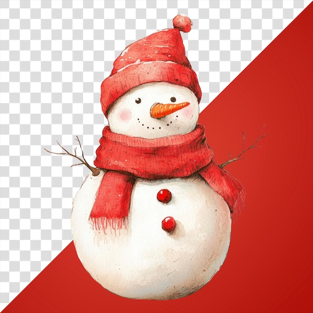 PNG Ilustración de hombre de nieve con rastrillo rojo Decoración de invierno