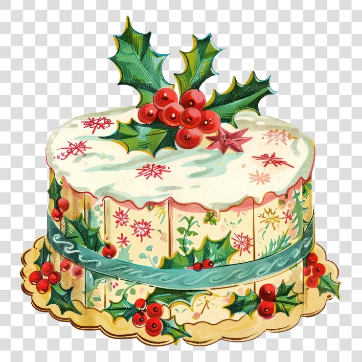 PSD png ilustración de pastel postre navideño