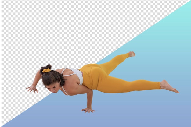 PSD png image of a woman doing a yoga pose on the floor