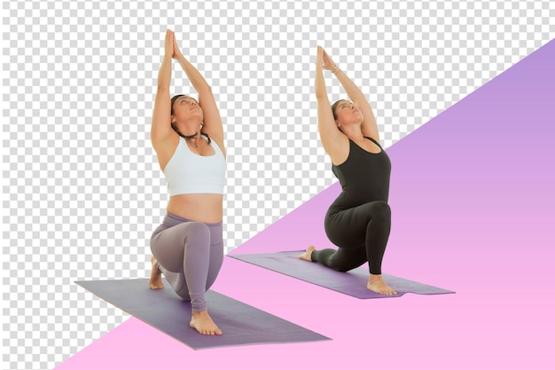 PSD png imagen otwo young mexican women practice yoga indoors in a studio