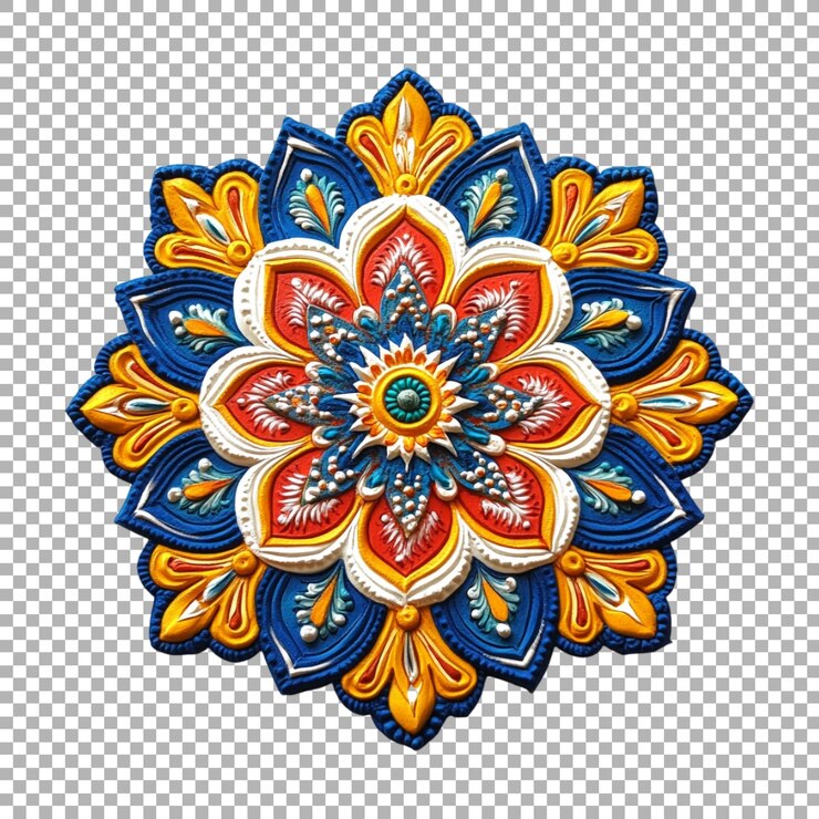 PSD png indian traditional mandala art on transparent background ai generated