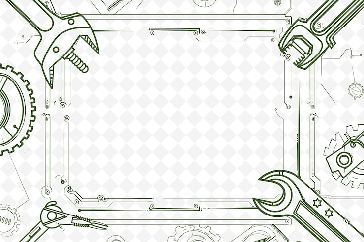 PSD png industrial frame art com chave e martelo decorações bord ilustração frame art decorativo
