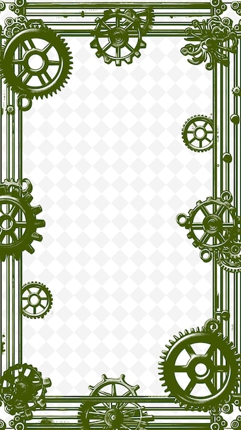 PSD png industrial steampunk frame art com engrenagens e tubos decorati ilustração frame art decorative