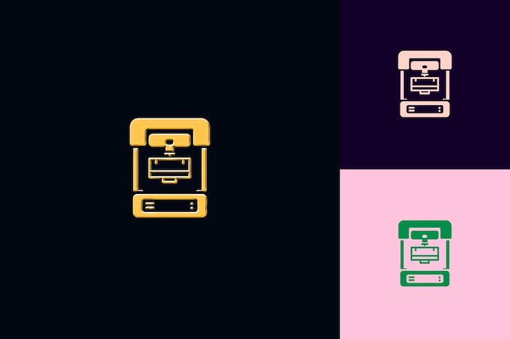 PSD png ink cartridge with utilitarian design showcasing a series of outline art creative designs