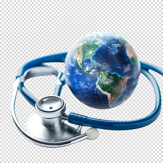 Png Isolé Du Stéthoscope Et De La Terre Sur Un Fond Transparent Pour La Journée Mondiale De La Santé