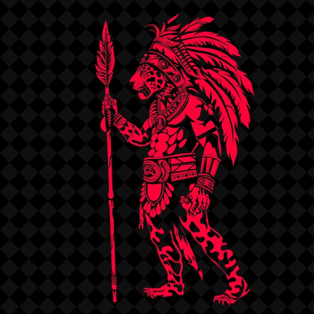 Png Jaguar guerreiro asteca com um Macuahuitl adornado com penas Guerreiro medieval Forma de personagem