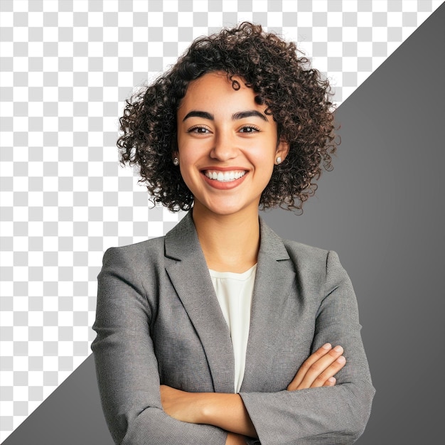 PNG Jovem empresária de raça mista retrato de fundo sorrindo