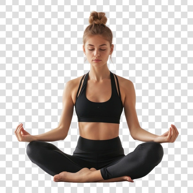 PNG Junge Frau praktiziert Yoga in der Lotusposition Sport Konzentration für Erwachsene