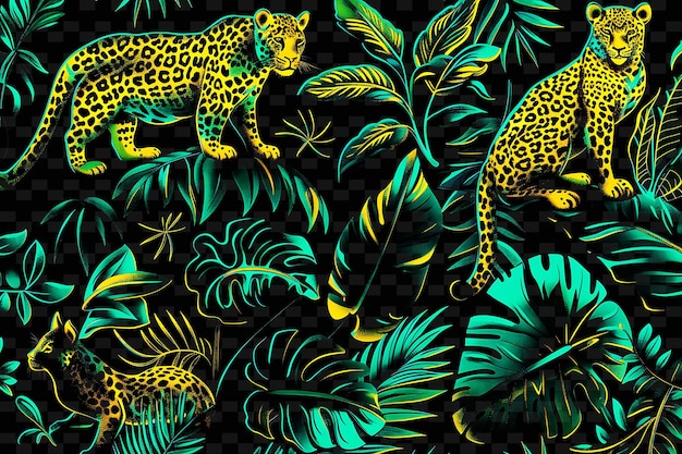 Png Jungle Tape Decal con diseños inspirados en animales salvajes y Decorativo de forma creativa de neón Y2K