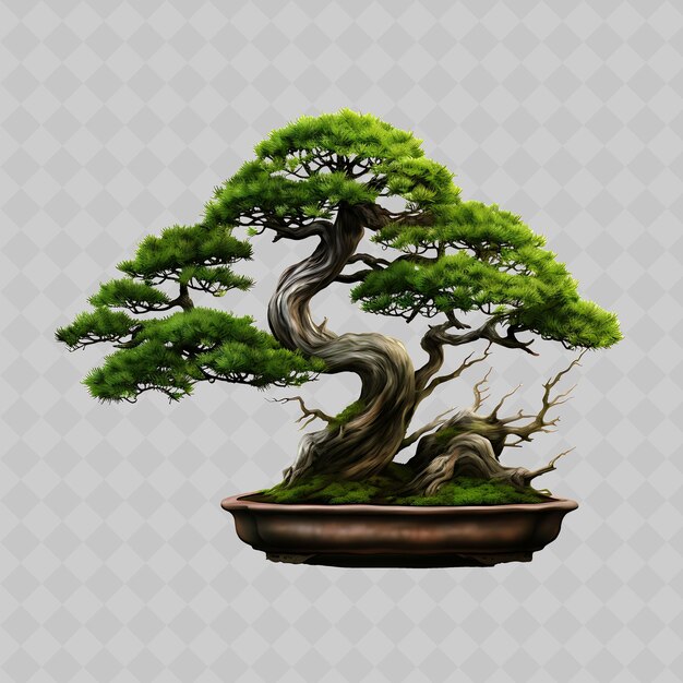 PSD png juniper bonsai baum keramik topf nadel wie blätter zen inspi transparent vielfältige bäume dekor