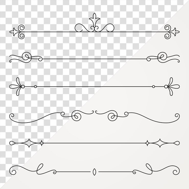 PSD png-kalligraphie-teiler in schwarzer farbe