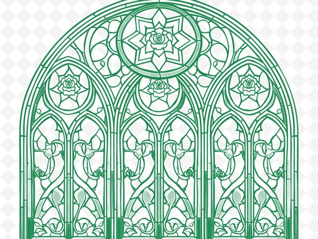 PSD png kathedrale fensterrahmenkunst mit engel und rose fensterdekoration illustration rahmenkunst dekorativ