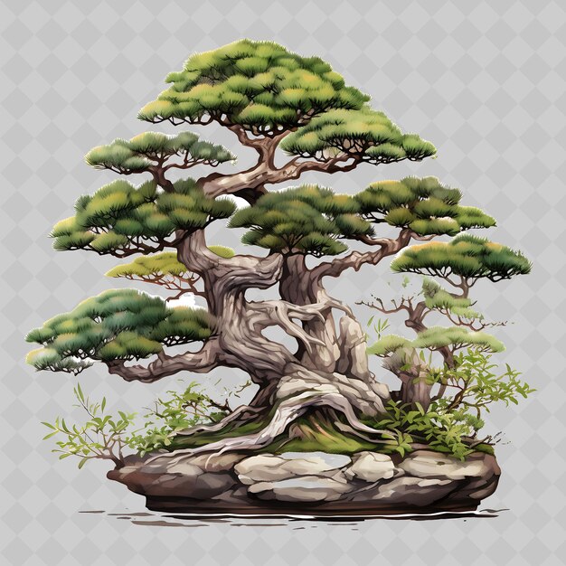 PSD png kiefer bonsai baum lehm topf nadel wie blätter wald thema c transparente vielfältige bäume dekor